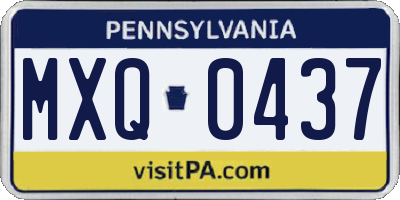 PA license plate MXQ0437