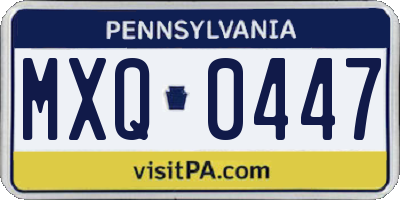 PA license plate MXQ0447