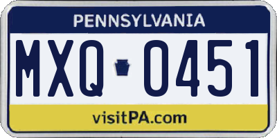 PA license plate MXQ0451