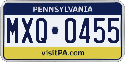 PA license plate MXQ0455