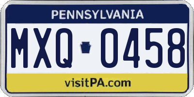 PA license plate MXQ0458