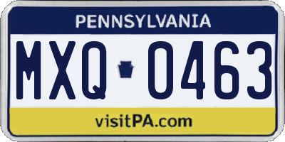 PA license plate MXQ0463