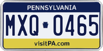 PA license plate MXQ0465