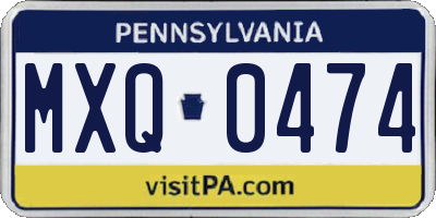 PA license plate MXQ0474