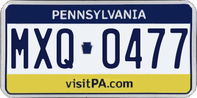 PA license plate MXQ0477