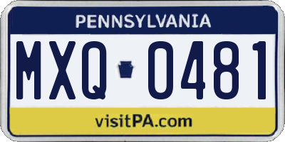 PA license plate MXQ0481