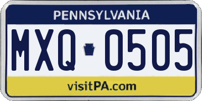 PA license plate MXQ0505