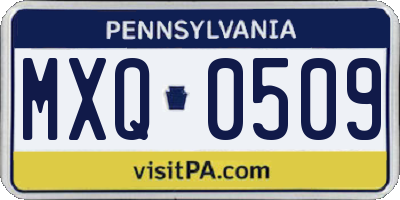 PA license plate MXQ0509