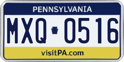 PA license plate MXQ0516