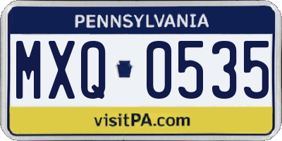 PA license plate MXQ0535