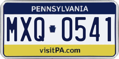 PA license plate MXQ0541
