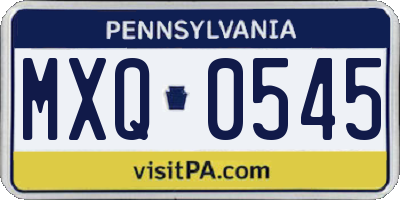 PA license plate MXQ0545