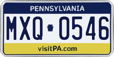 PA license plate MXQ0546