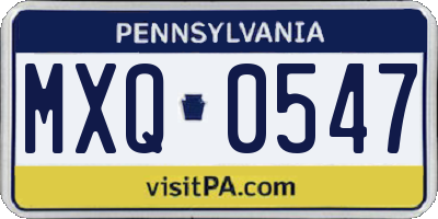 PA license plate MXQ0547
