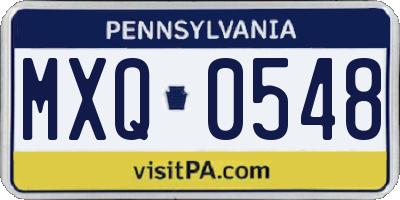 PA license plate MXQ0548