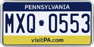 PA license plate MXQ0553