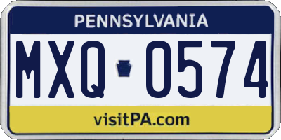 PA license plate MXQ0574