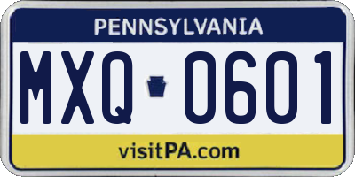 PA license plate MXQ0601