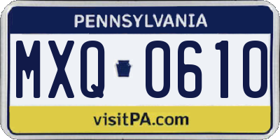 PA license plate MXQ0610