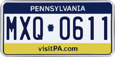 PA license plate MXQ0611