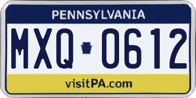PA license plate MXQ0612