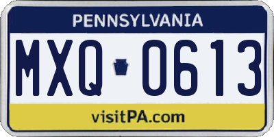PA license plate MXQ0613