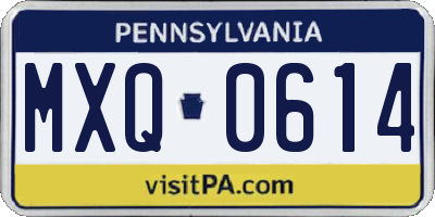 PA license plate MXQ0614
