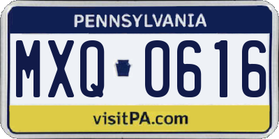 PA license plate MXQ0616