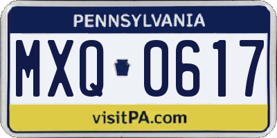 PA license plate MXQ0617