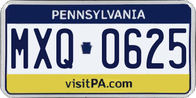PA license plate MXQ0625