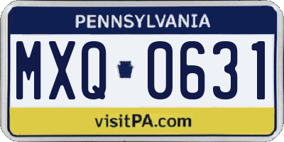 PA license plate MXQ0631