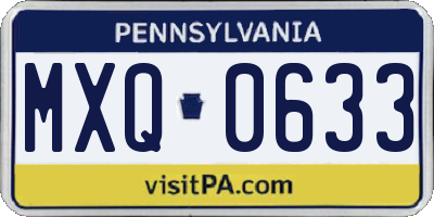 PA license plate MXQ0633