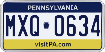 PA license plate MXQ0634