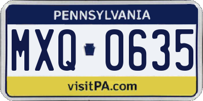 PA license plate MXQ0635