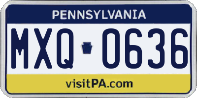 PA license plate MXQ0636