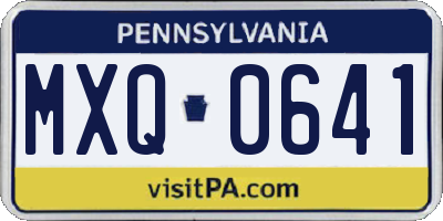 PA license plate MXQ0641
