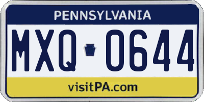 PA license plate MXQ0644