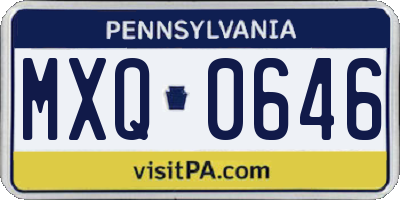 PA license plate MXQ0646