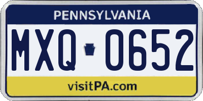 PA license plate MXQ0652