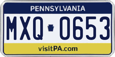 PA license plate MXQ0653