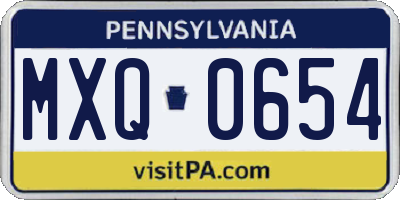 PA license plate MXQ0654