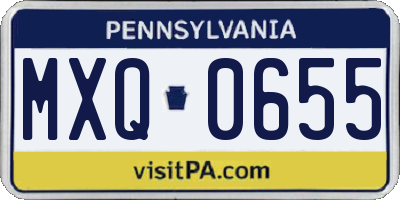PA license plate MXQ0655