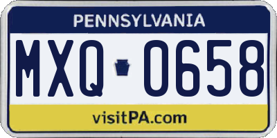 PA license plate MXQ0658