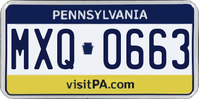 PA license plate MXQ0663