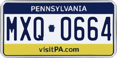 PA license plate MXQ0664