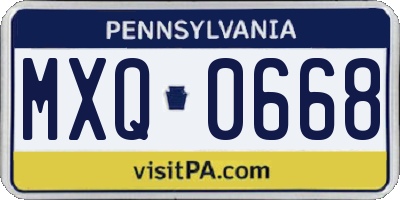 PA license plate MXQ0668