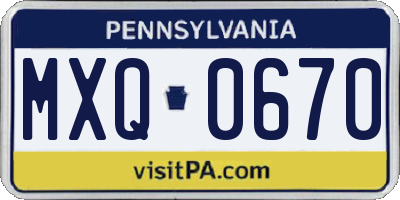 PA license plate MXQ0670
