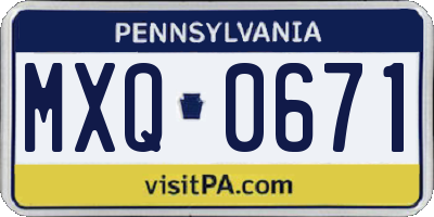 PA license plate MXQ0671