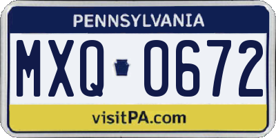 PA license plate MXQ0672