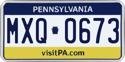 PA license plate MXQ0673